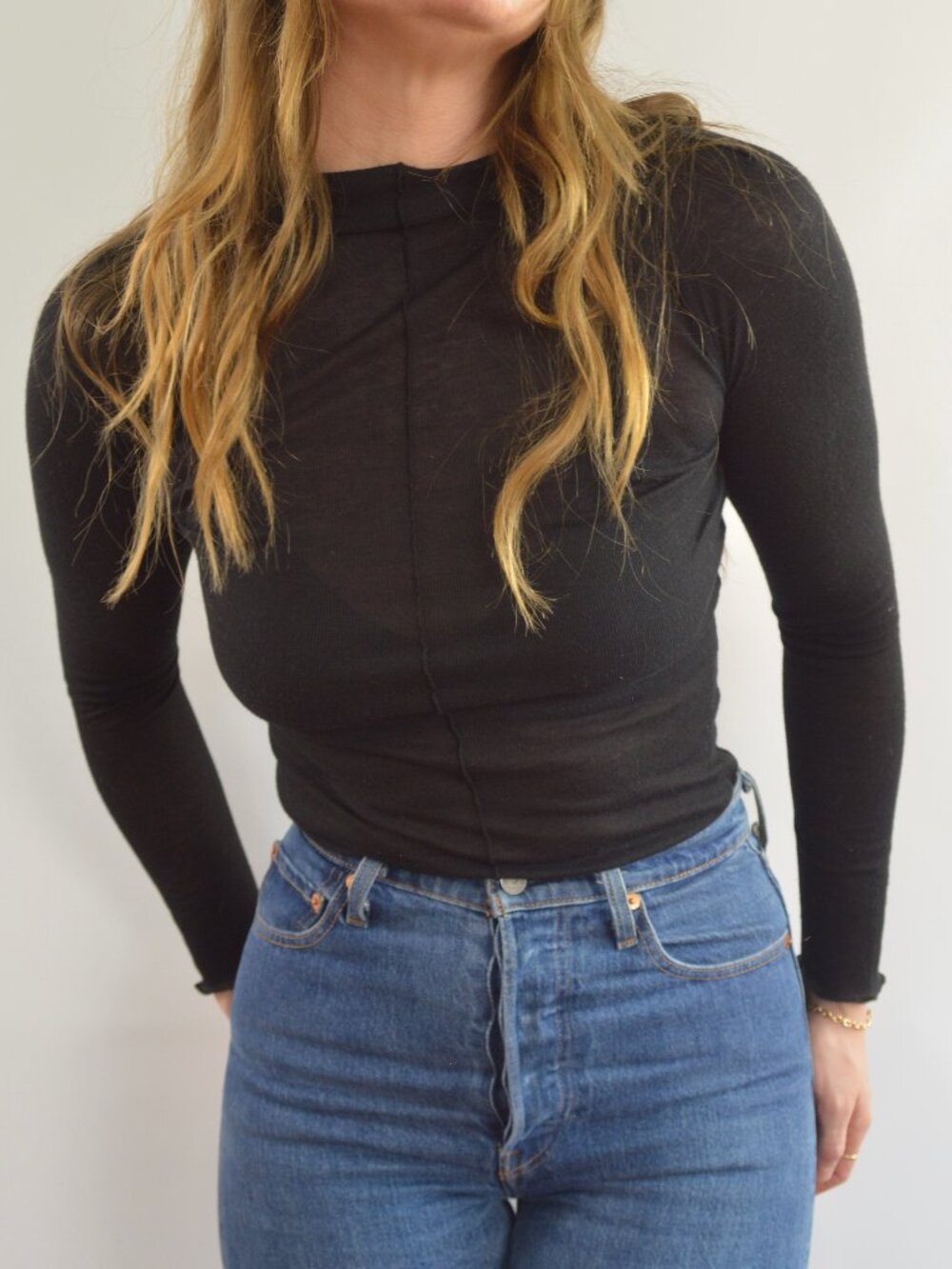modern citizen sheer mock neck sweater top long sleeve size small like new